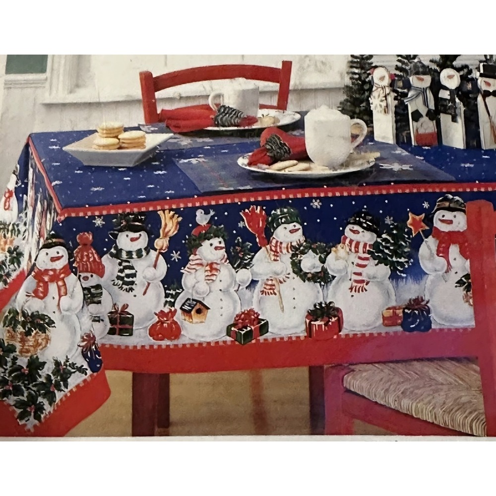Bardwil Seasons Christmas Tablecloth Winter Fun 60x102 Oblong Brand New